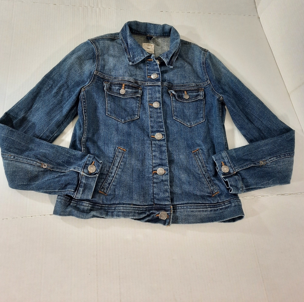 J Crew Cotton Stretch Denim Jacket Medium Wash Blue